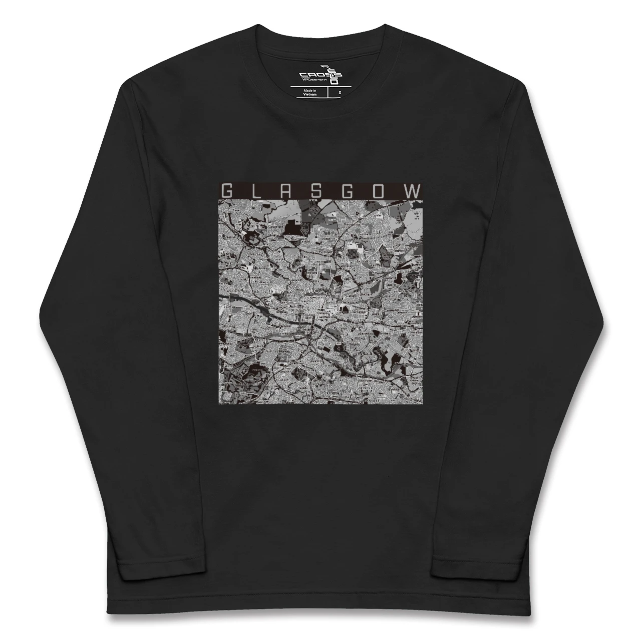 【グラスゴー(イギリス)】地図柄ロングスリーブTシャツ