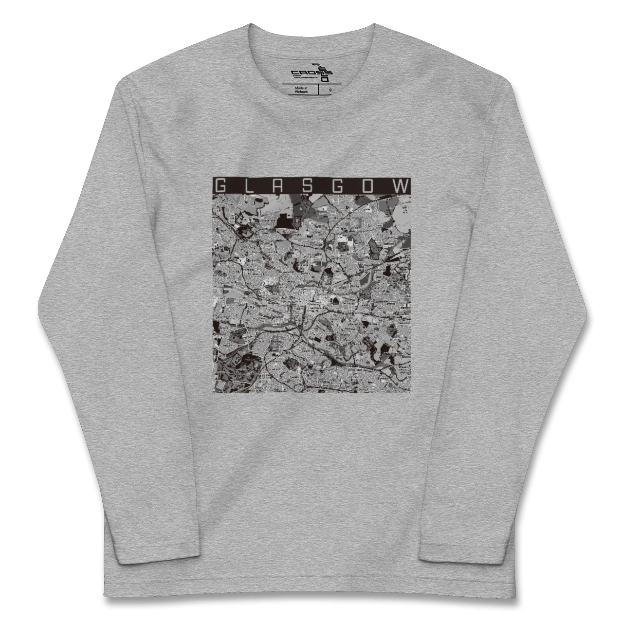 【グラスゴー(イギリス)】地図柄ロングスリーブTシャツ