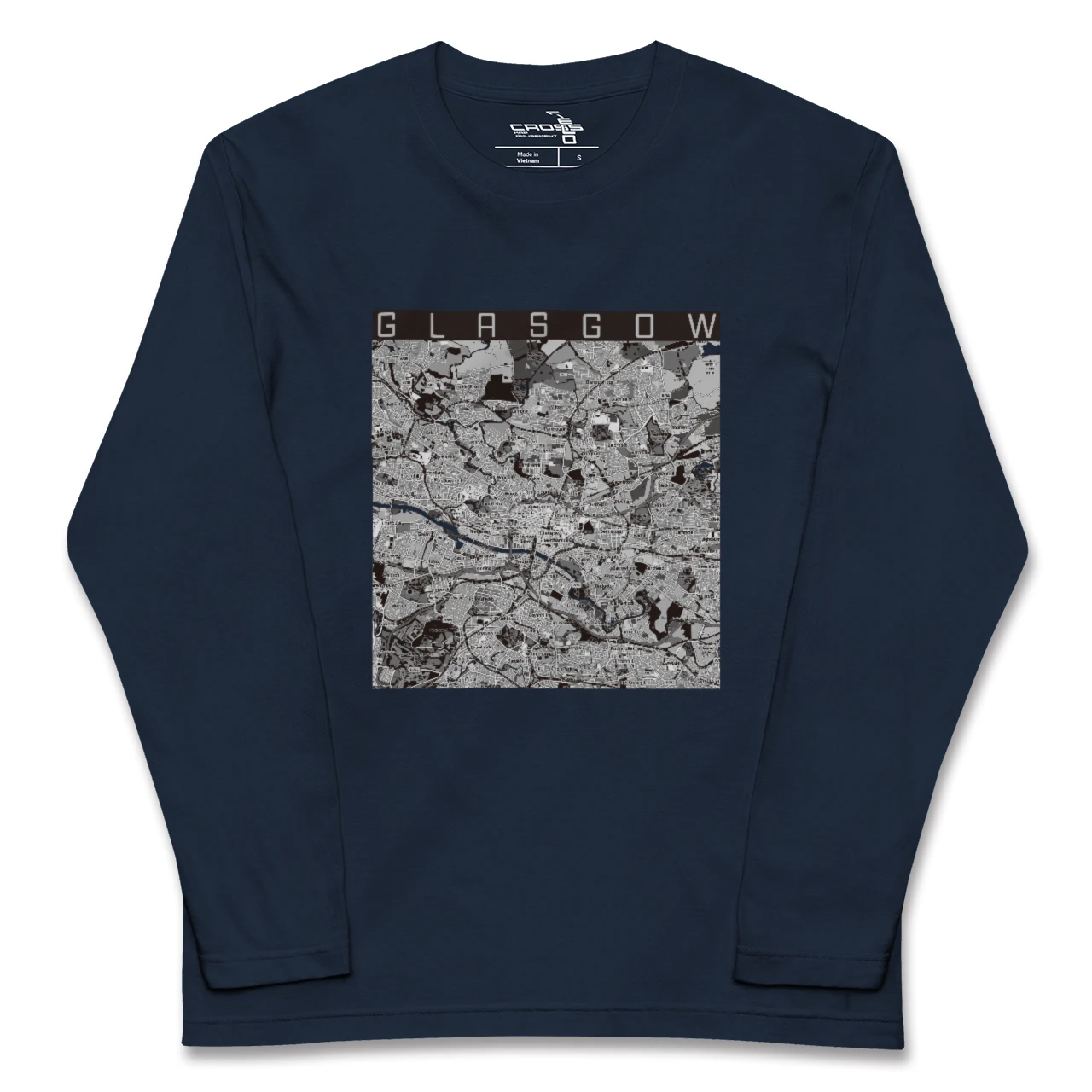 【グラスゴー(イギリス)】地図柄ロングスリーブTシャツ