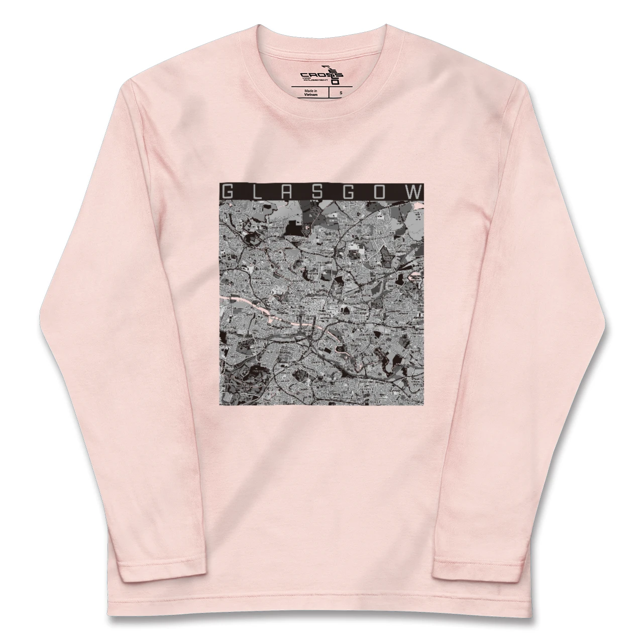 【グラスゴー(イギリス)】地図柄ロングスリーブTシャツ