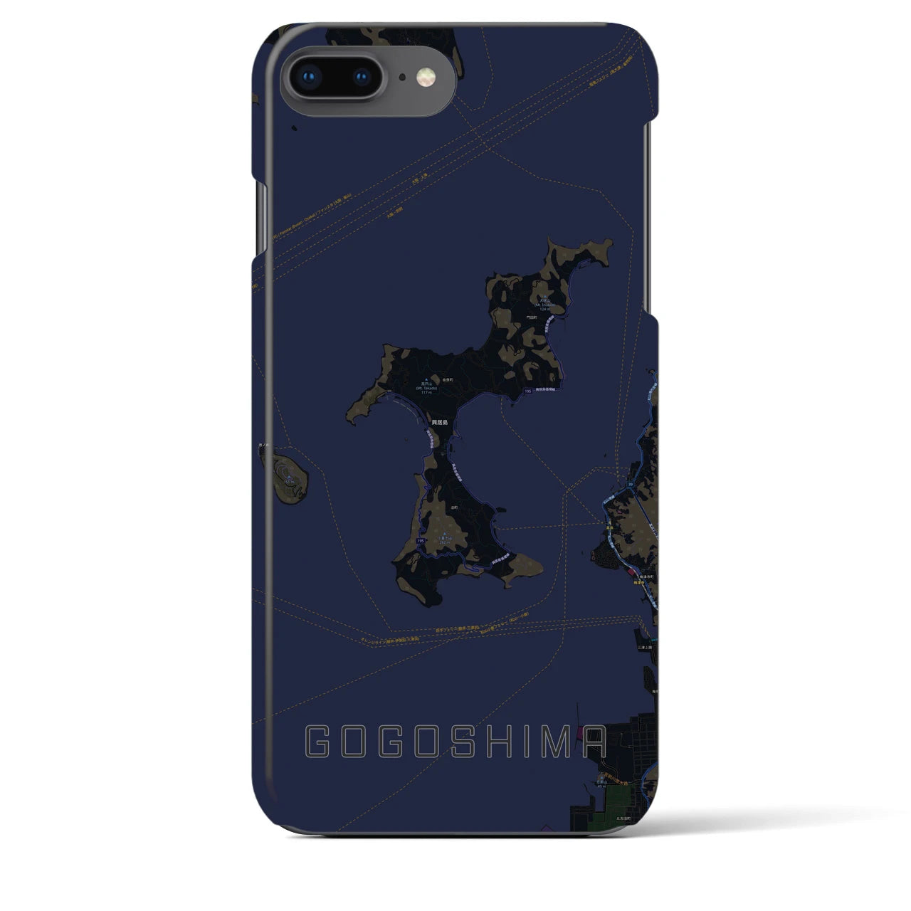 【興居島(愛媛県)】地図柄iPhoneケース(バックカバータイプ)