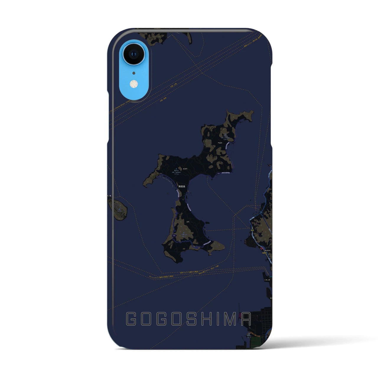 【興居島(愛媛県)】地図柄iPhoneケース(バックカバータイプ)