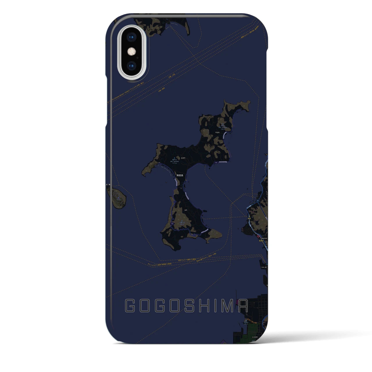 【興居島(愛媛県)】地図柄iPhoneケース(バックカバータイプ)