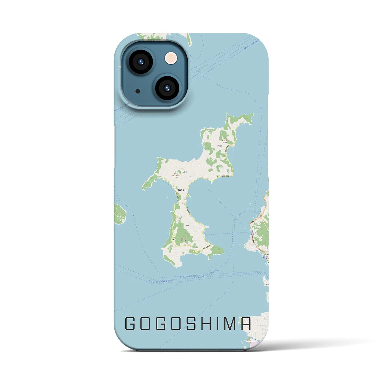 【興居島(愛媛県)】地図柄iPhoneケース(バックカバータイプ)