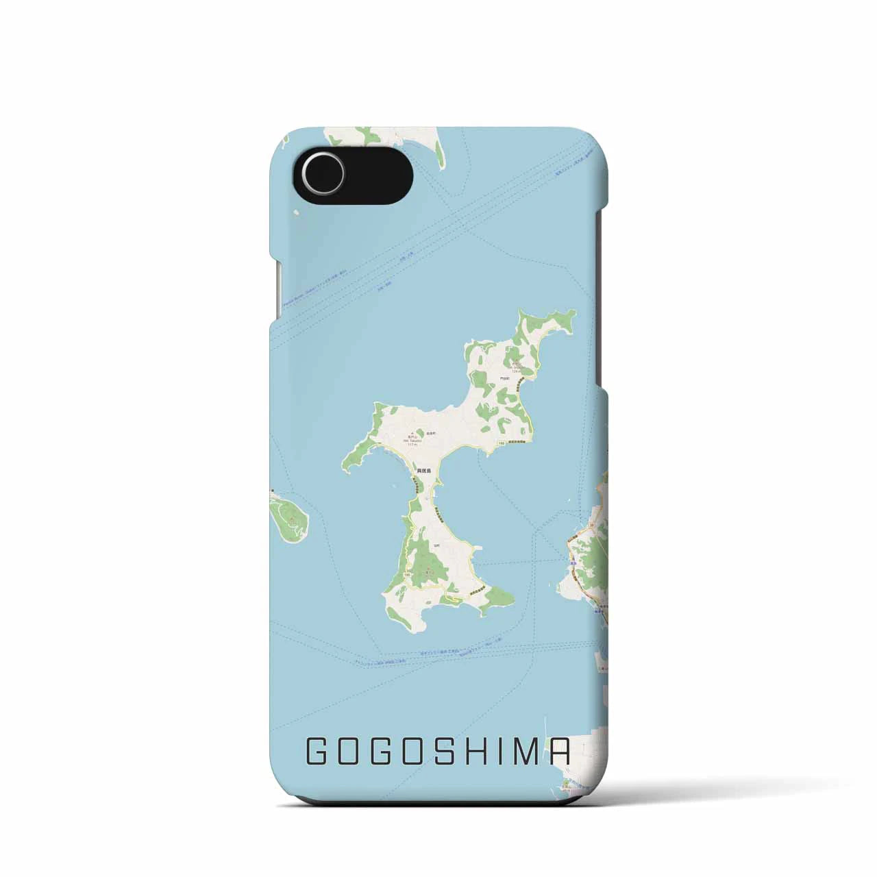 【興居島(愛媛県)】地図柄iPhoneケース(バックカバータイプ)