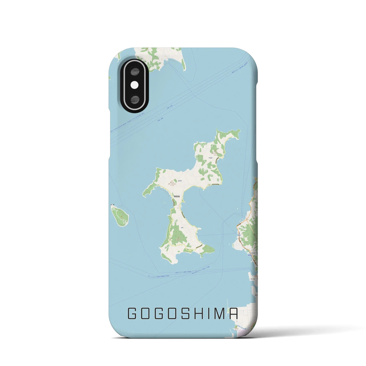 【興居島(愛媛県)】地図柄iPhoneケース(バックカバータイプ)