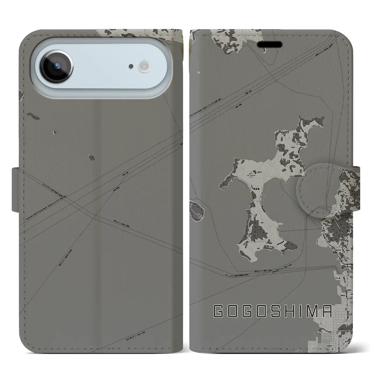 【興居島(愛媛県)】地図柄iPhoneケース(手帳タイプ)