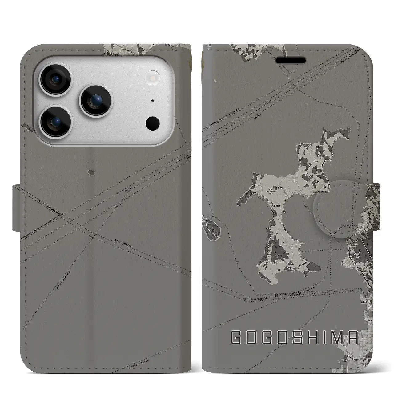 【興居島(愛媛県)】地図柄iPhoneケース(手帳タイプ)