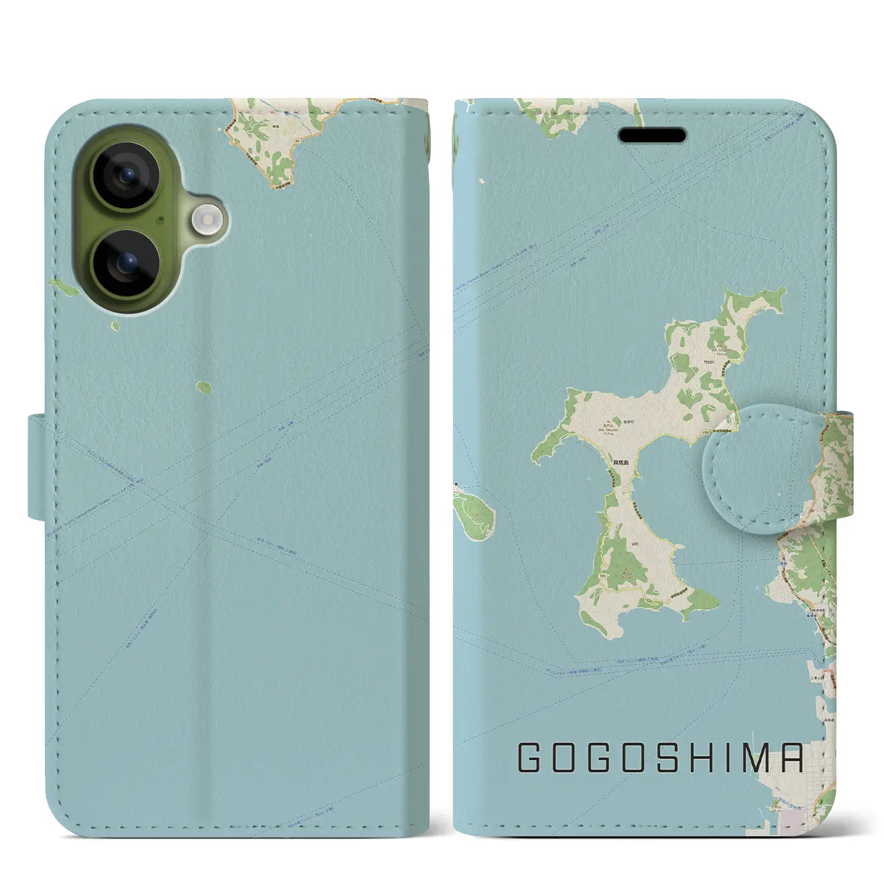 【興居島(愛媛県)】地図柄iPhoneケース(手帳タイプ)