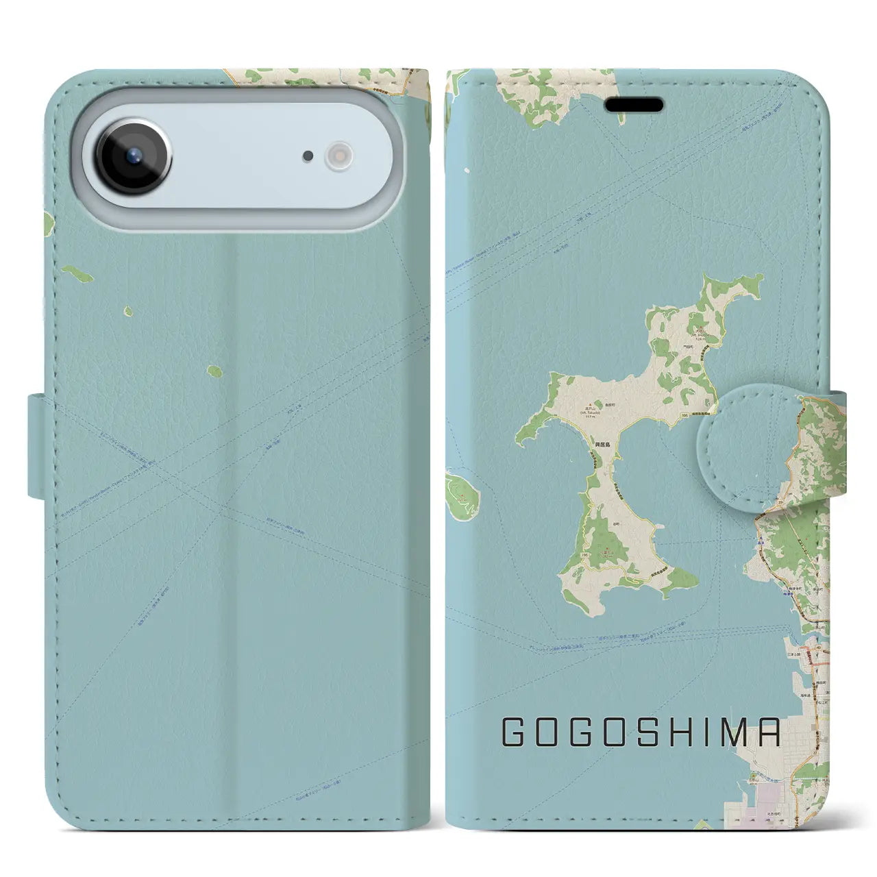 【興居島(愛媛県)】地図柄iPhoneケース(手帳タイプ)