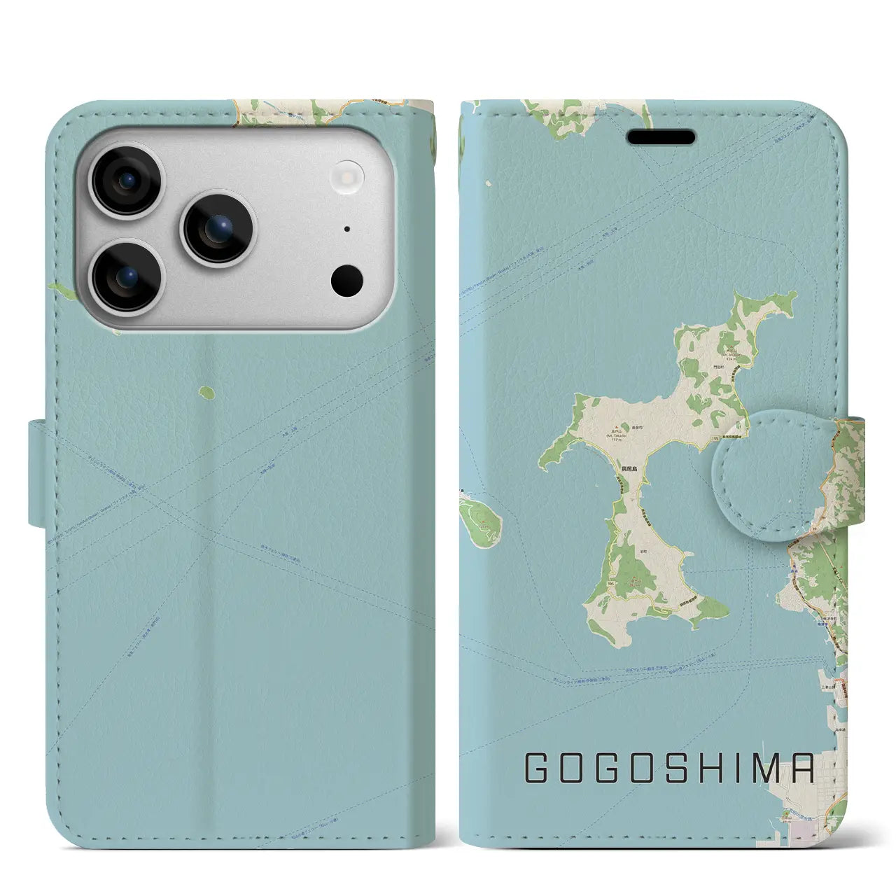 【興居島(愛媛県)】地図柄iPhoneケース(手帳タイプ)