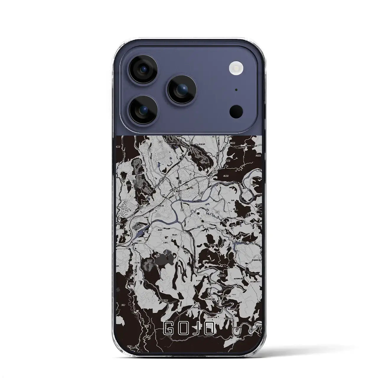 【五條(奈良県)】地図柄iPhoneケース(クリアタイプ)モノトーン・iPhone 17 Pro Max 用