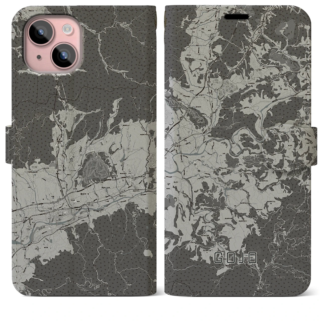 【五條(奈良県)】地図柄iPhoneケース(手帳タイプ)