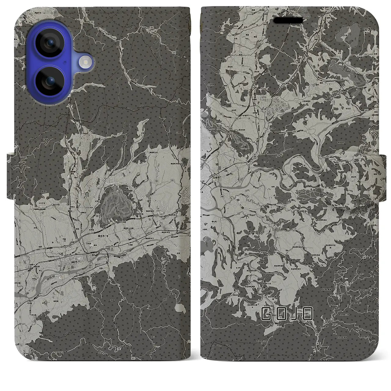 【五條(奈良県)】地図柄iPhoneケース(手帳タイプ)