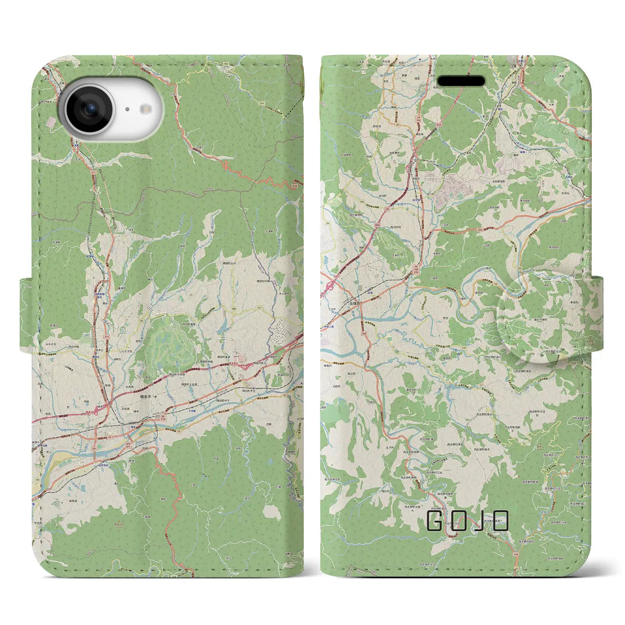 【五條(奈良県)】地図柄iPhoneケース(手帳タイプ)