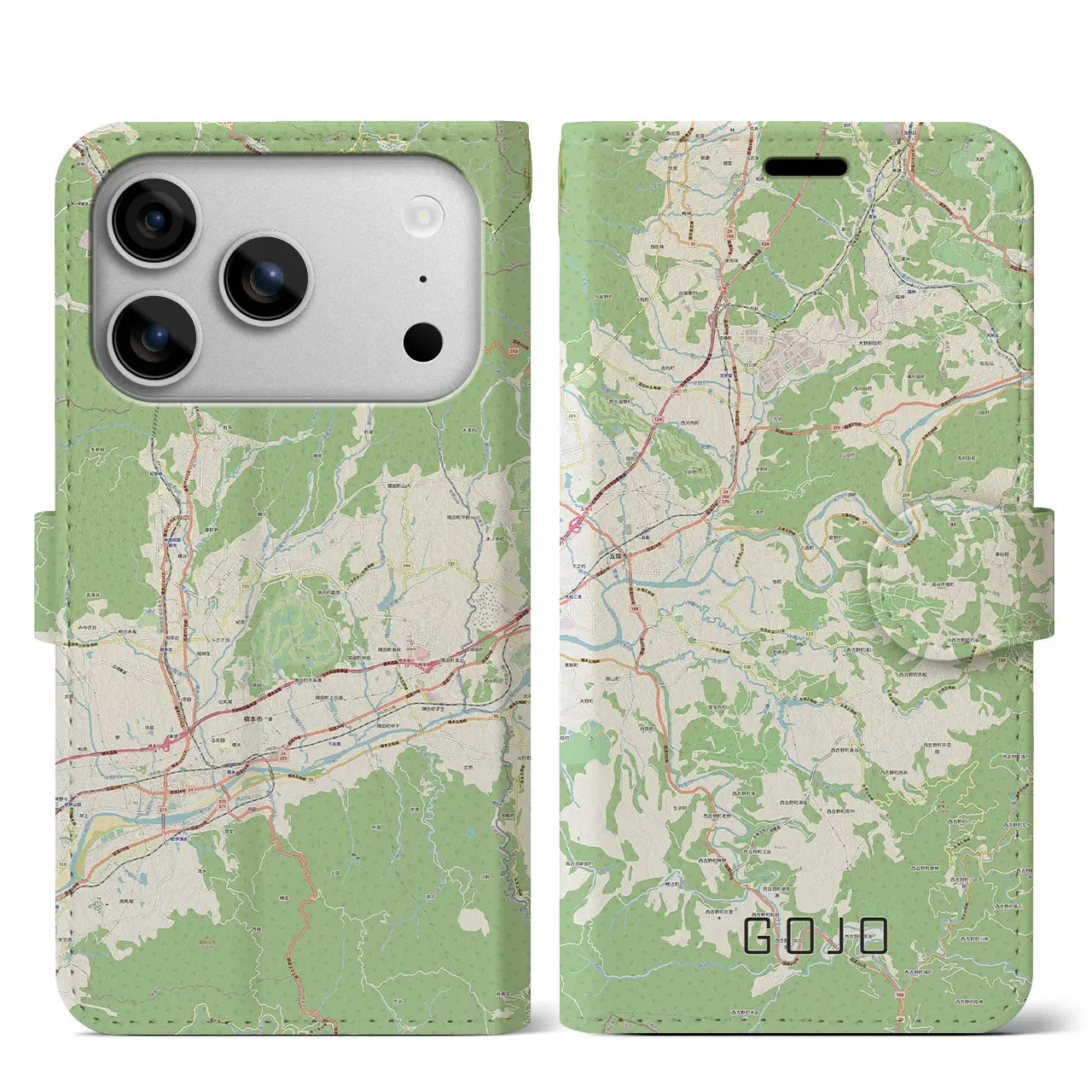 【五條(奈良県)】地図柄iPhoneケース(手帳タイプ)