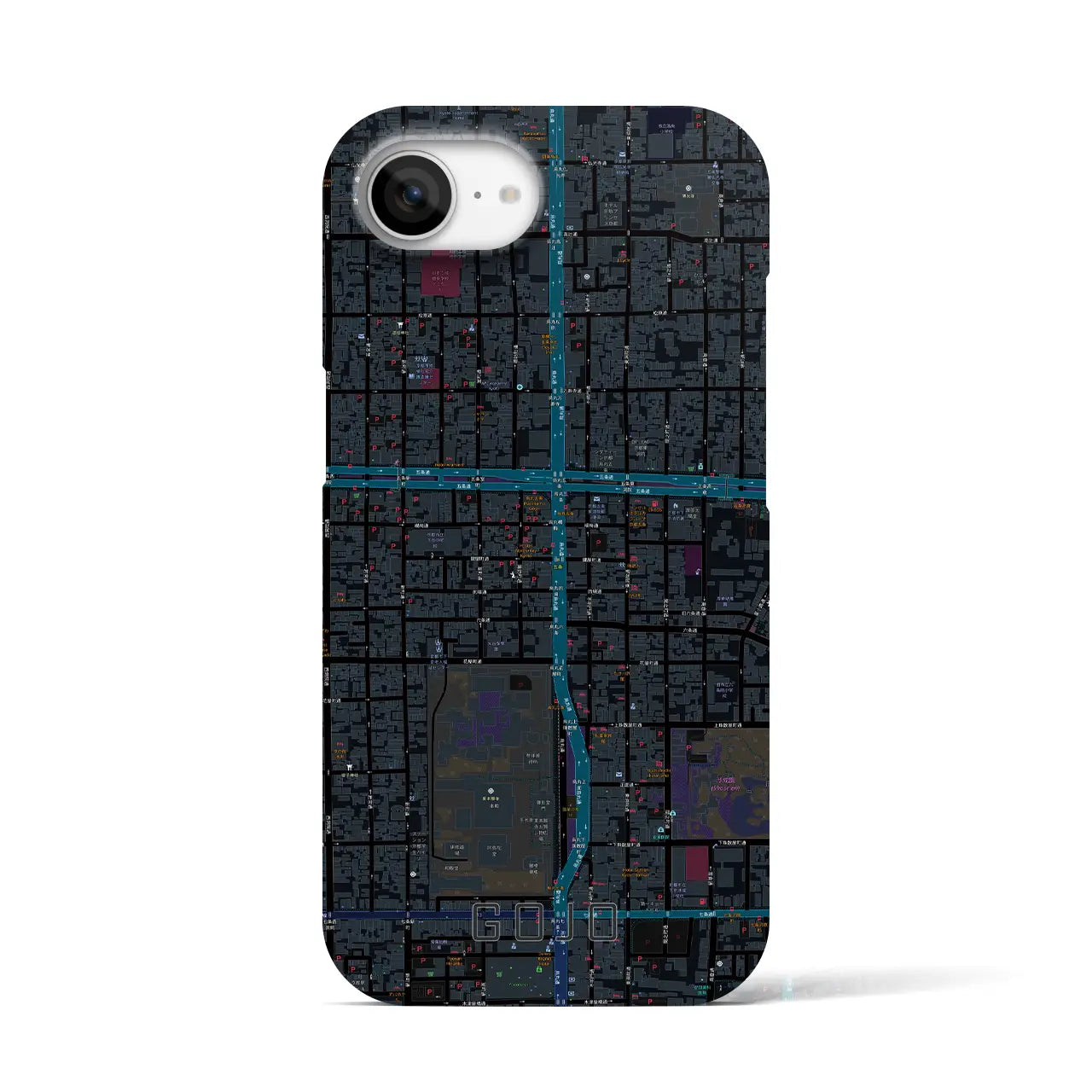 【五条(京都府)】地図柄iPhoneケース(バックカバータイプ)