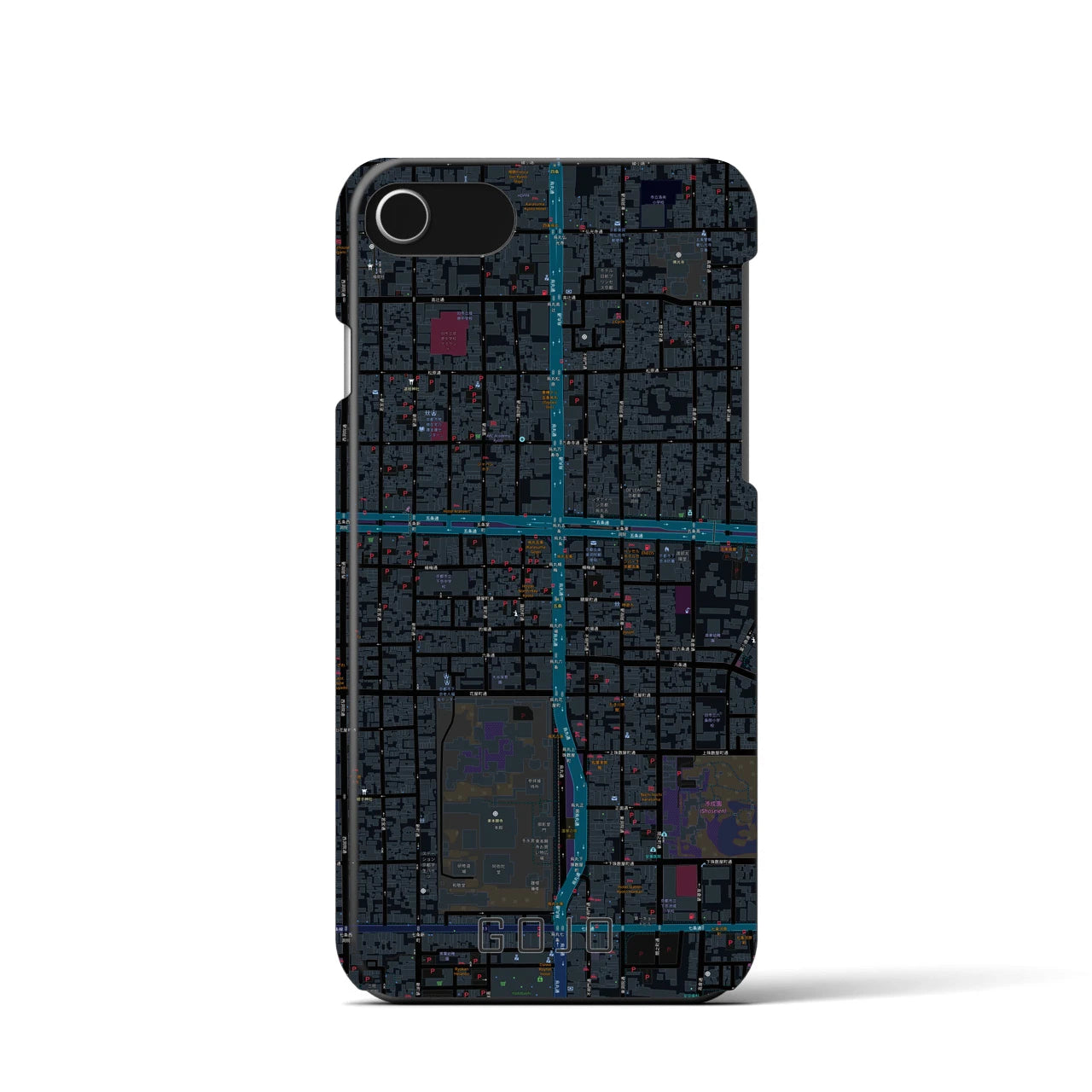 【五条(京都府)】地図柄iPhoneケース(バックカバータイプ)