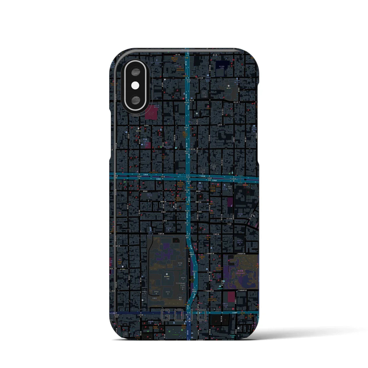 【五条(京都府)】地図柄iPhoneケース(バックカバータイプ)