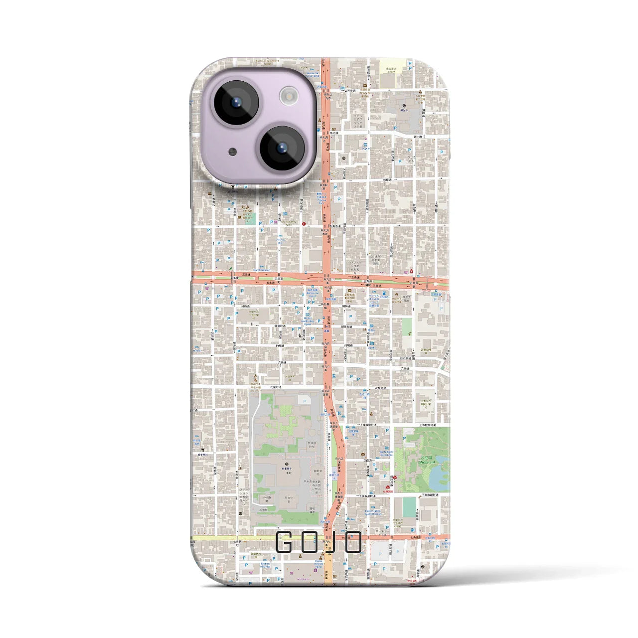 【五条(京都府)】地図柄iPhoneケース(バックカバータイプ)