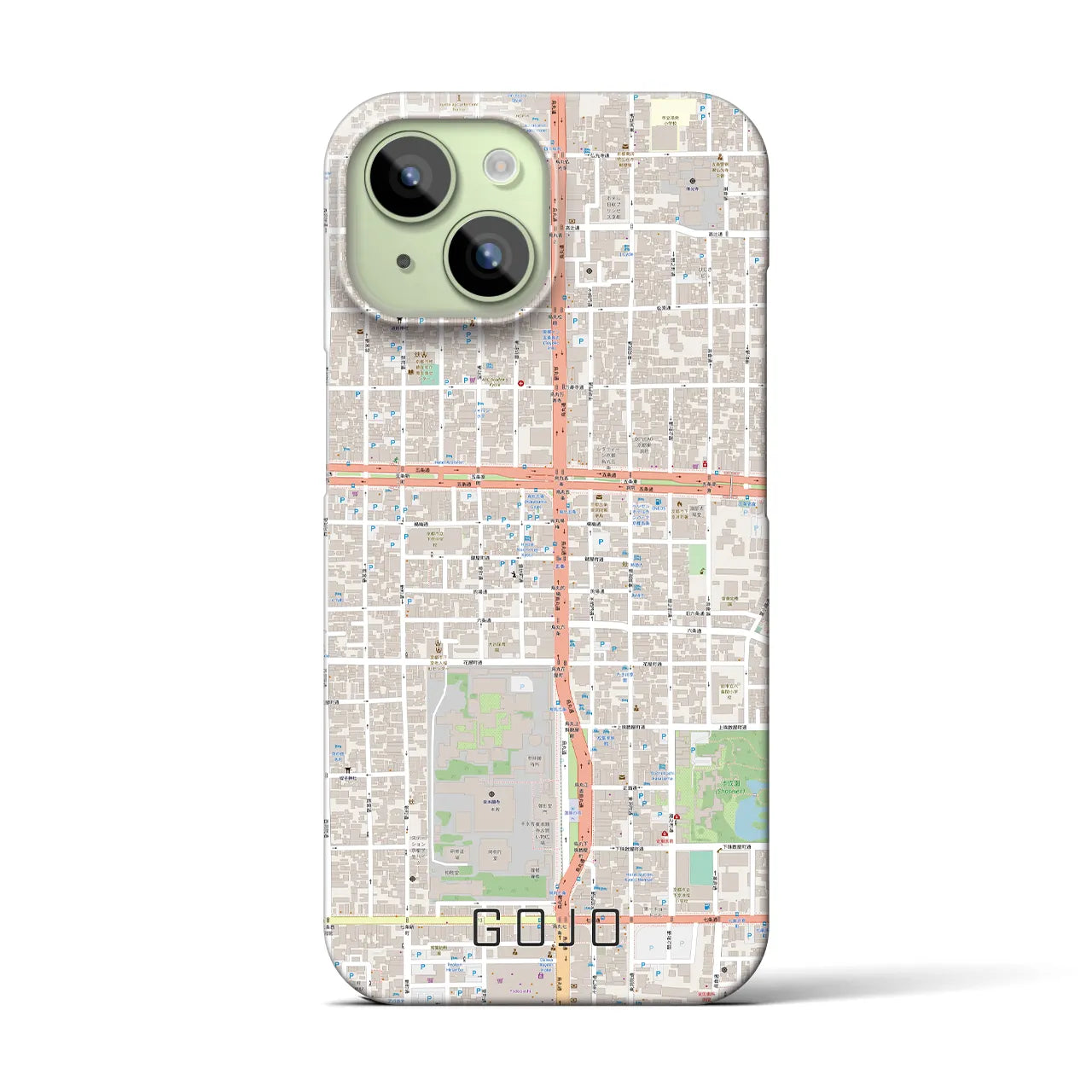 【五条(京都府)】地図柄iPhoneケース(バックカバータイプ)