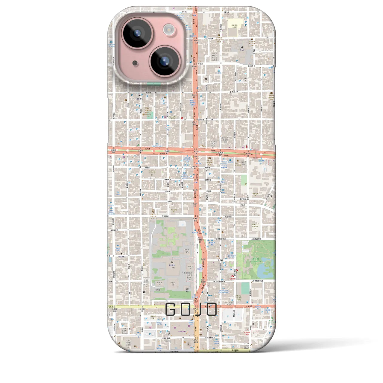 【五条(京都府)】地図柄iPhoneケース(バックカバータイプ)