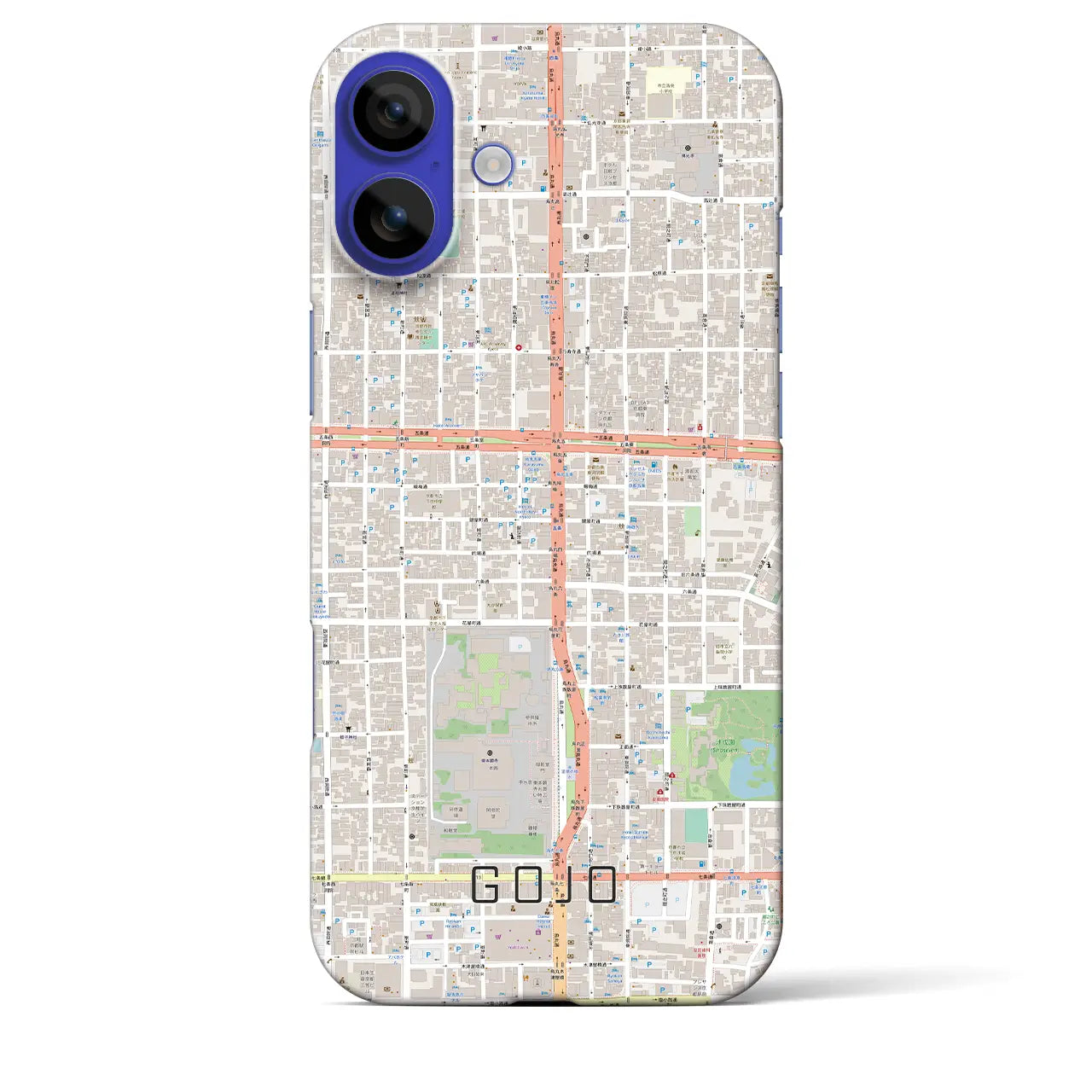 【五条(京都府)】地図柄iPhoneケース(バックカバータイプ)ブラック・iPhone 16 Pro Max 用