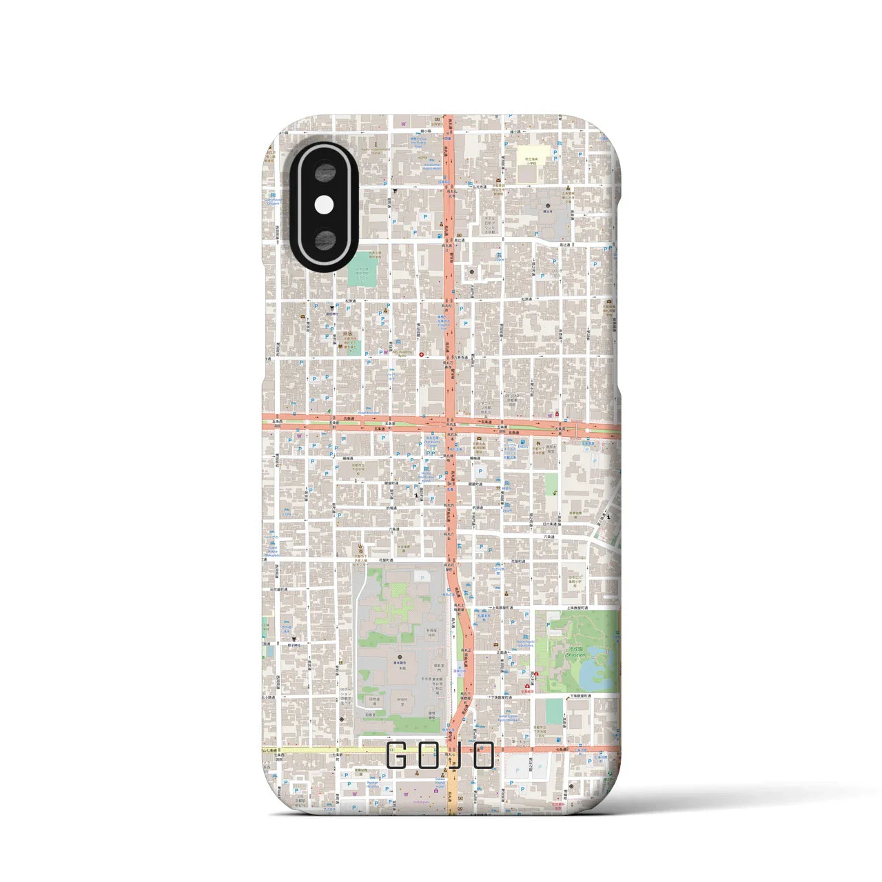 【五条(京都府)】地図柄iPhoneケース(バックカバータイプ)