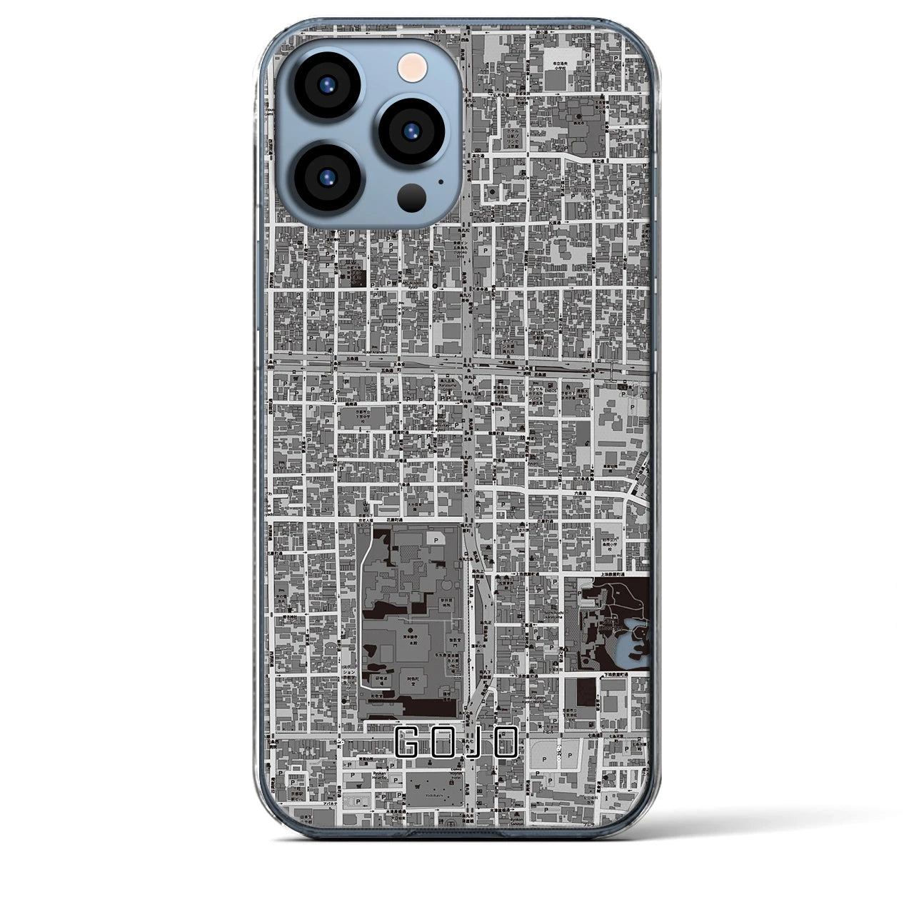 【五条(京都府)】地図柄iPhoneケース(クリアタイプ)