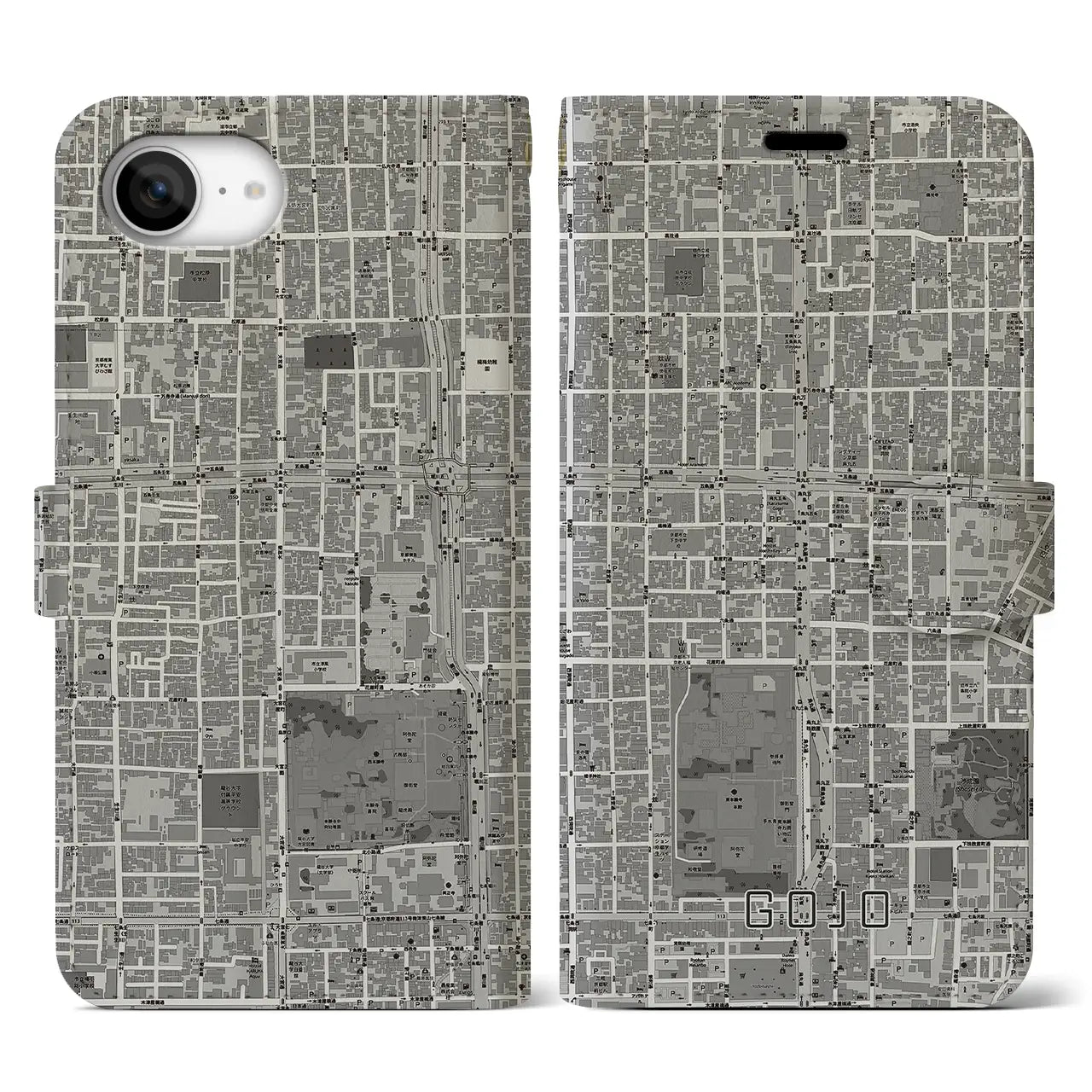 【五条(京都府)】地図柄iPhoneケース(手帳タイプ)