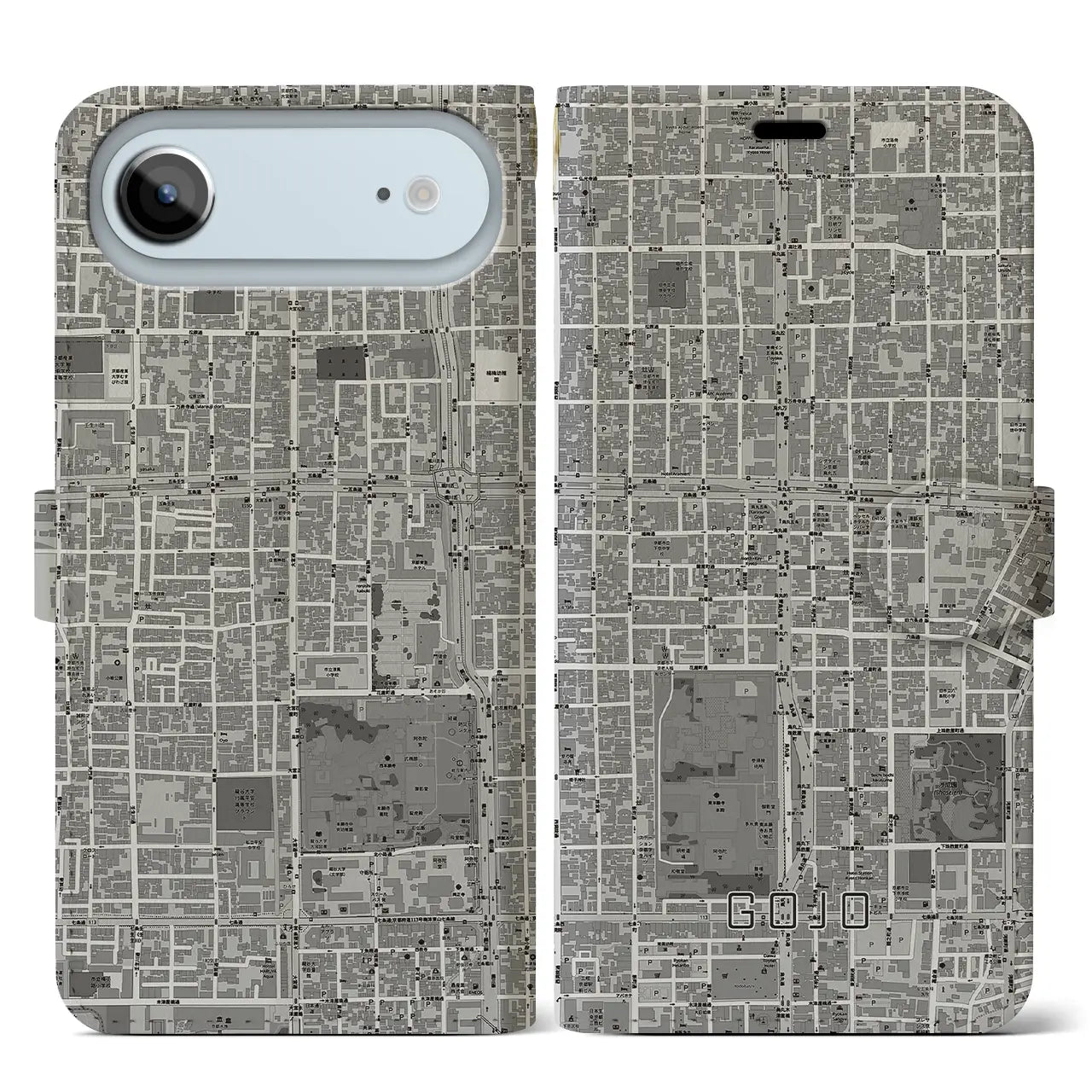 【五条(京都府)】地図柄iPhoneケース(手帳タイプ)