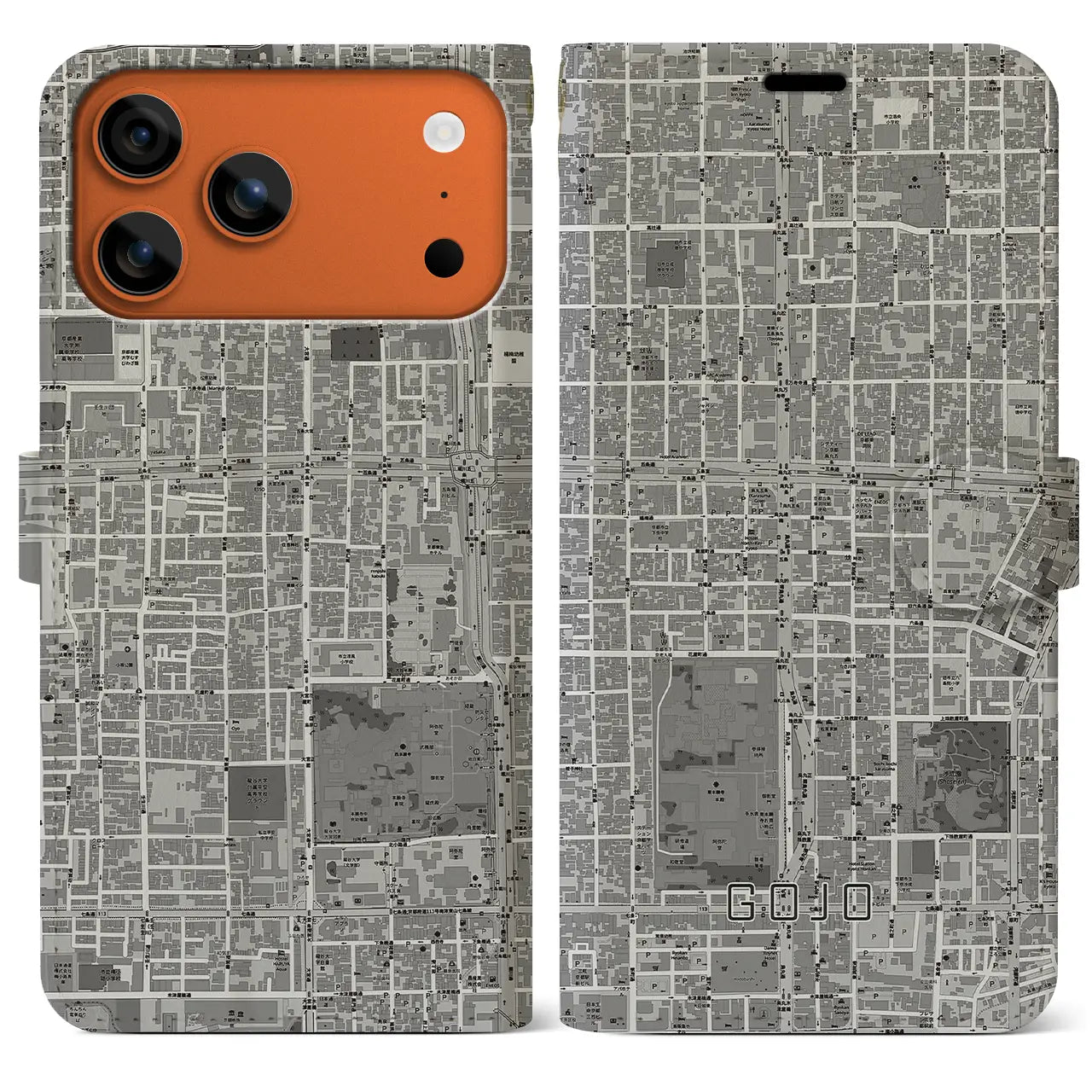 【五条(京都府)】地図柄iPhoneケース(手帳タイプ)