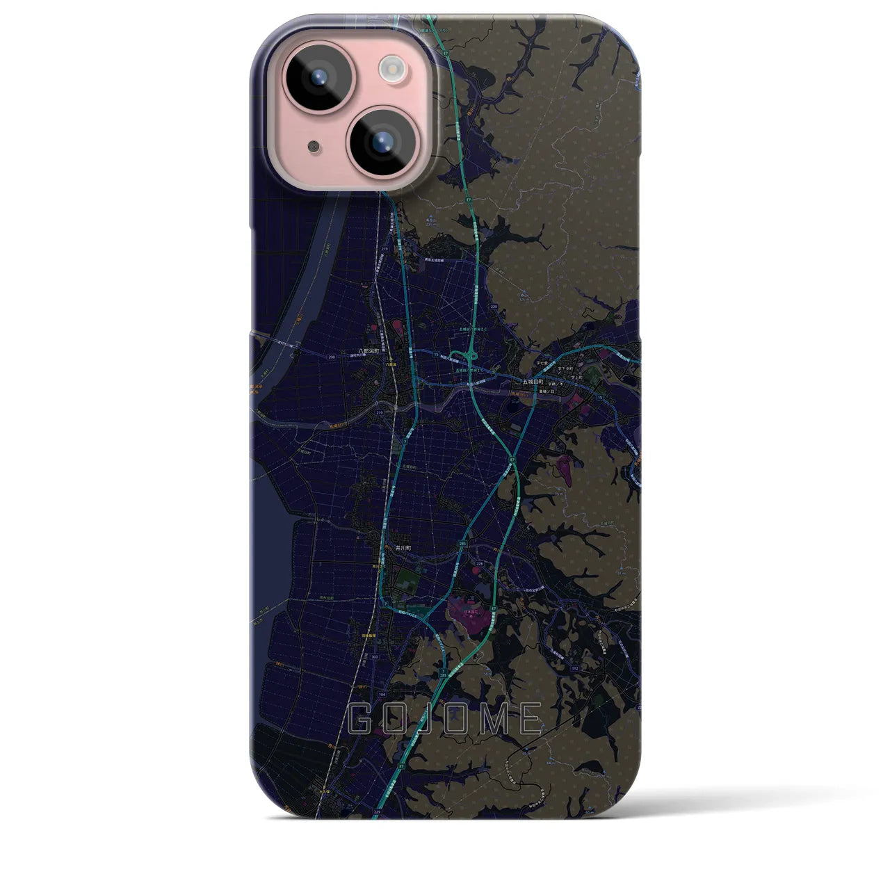 【五城目(秋田県)】地図柄iPhoneケース(バックカバータイプ)