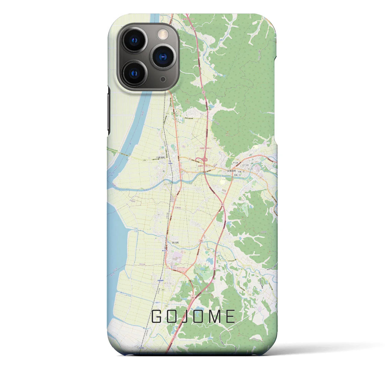 【五城目(秋田県)】地図柄iPhoneケース(バックカバータイプ)