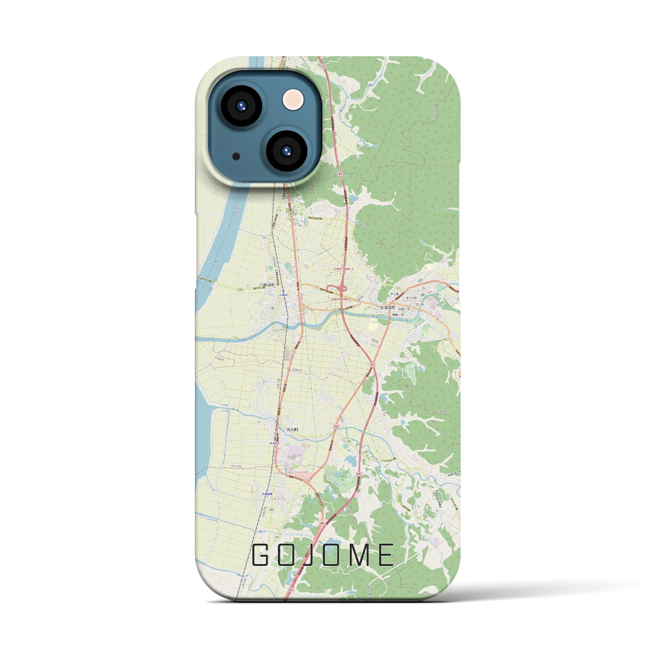 【五城目(秋田県)】地図柄iPhoneケース(バックカバータイプ)
