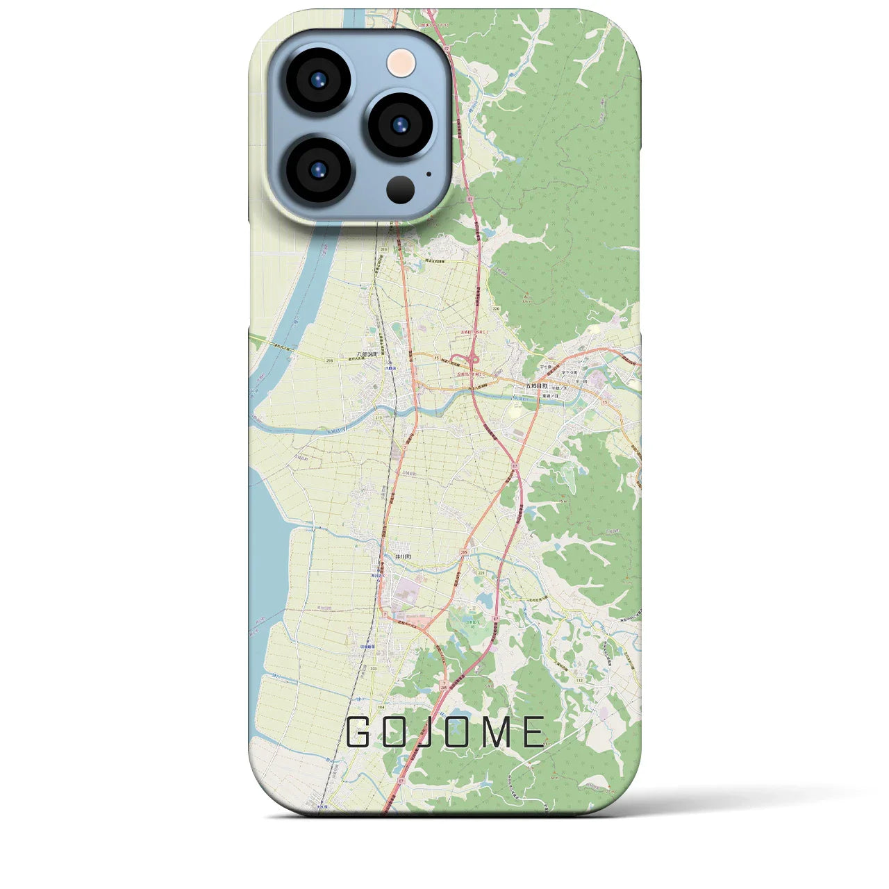 【五城目(秋田県)】地図柄iPhoneケース(バックカバータイプ)