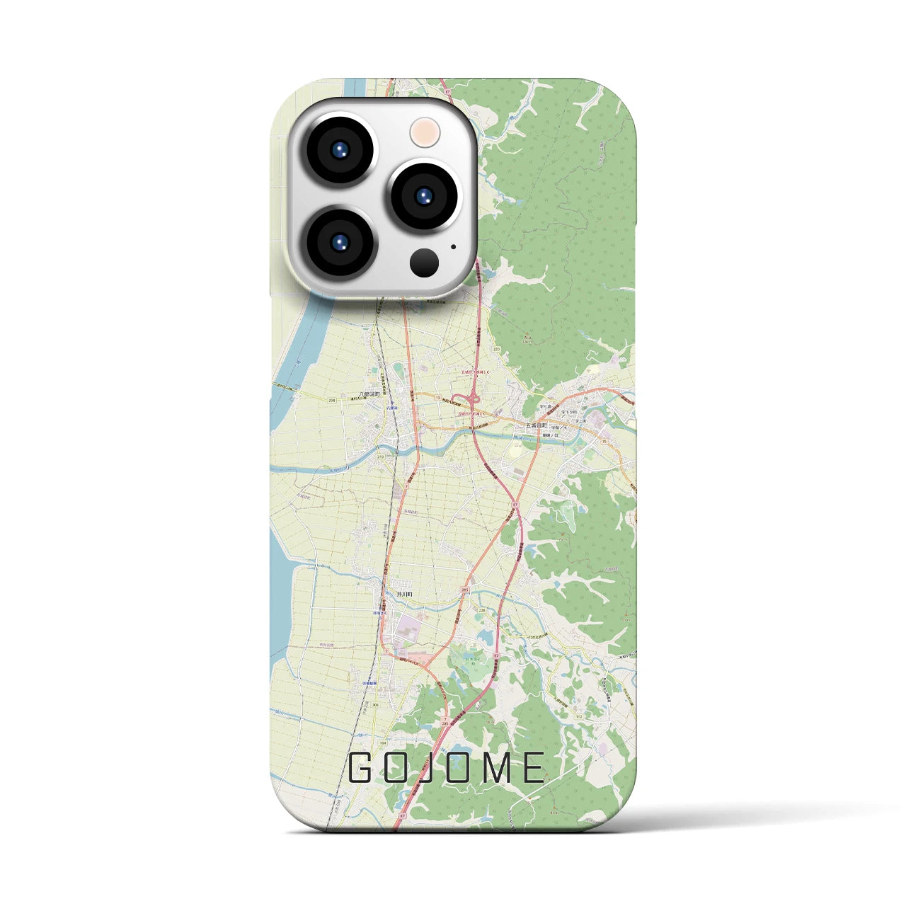 【五城目(秋田県)】地図柄iPhoneケース(バックカバータイプ)