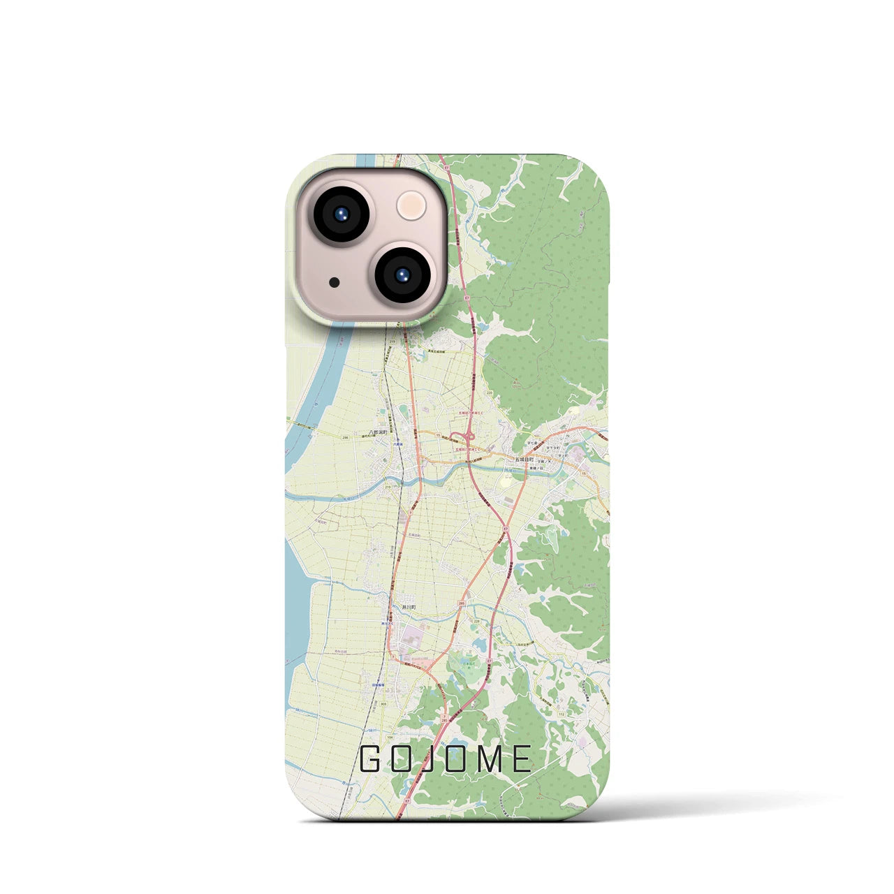 【五城目(秋田県)】地図柄iPhoneケース(バックカバータイプ)