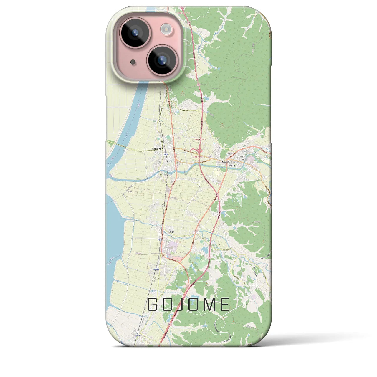 【五城目(秋田県)】地図柄iPhoneケース(バックカバータイプ)