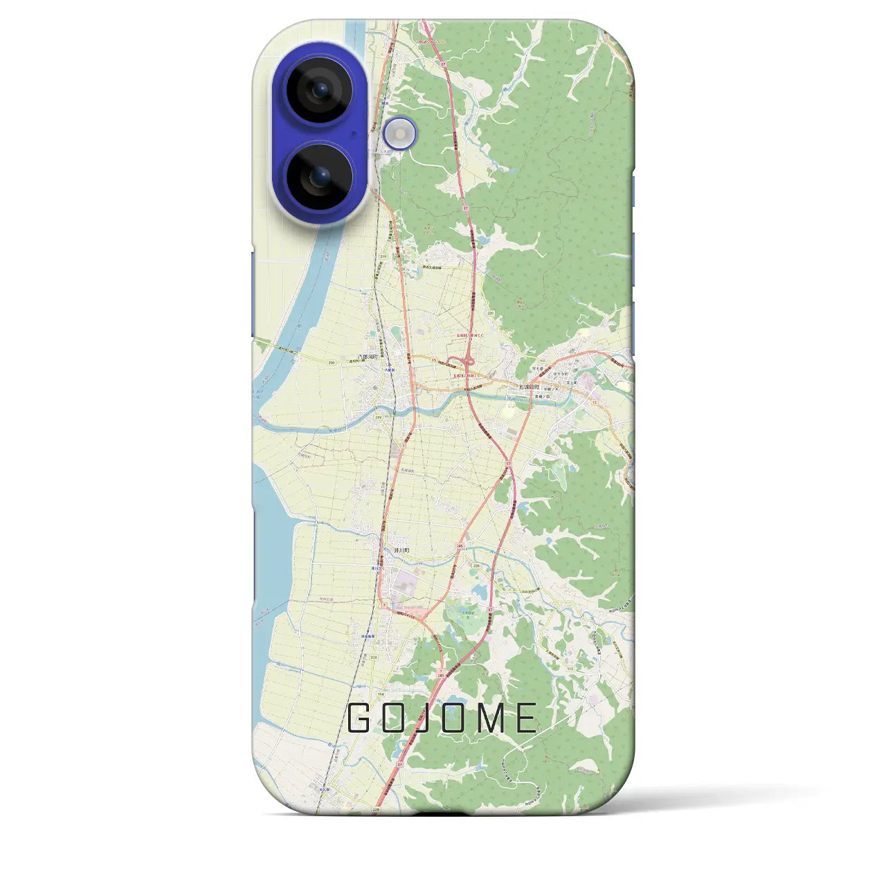 【五城目(秋田県)】地図柄iPhoneケース(バックカバータイプ)ブラック・iPhone 16 Pro Max 用