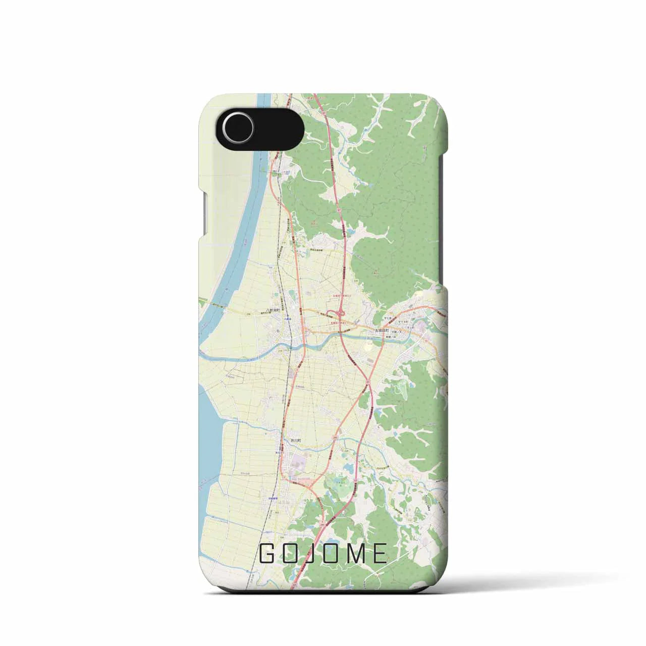 【五城目(秋田県)】地図柄iPhoneケース(バックカバータイプ)