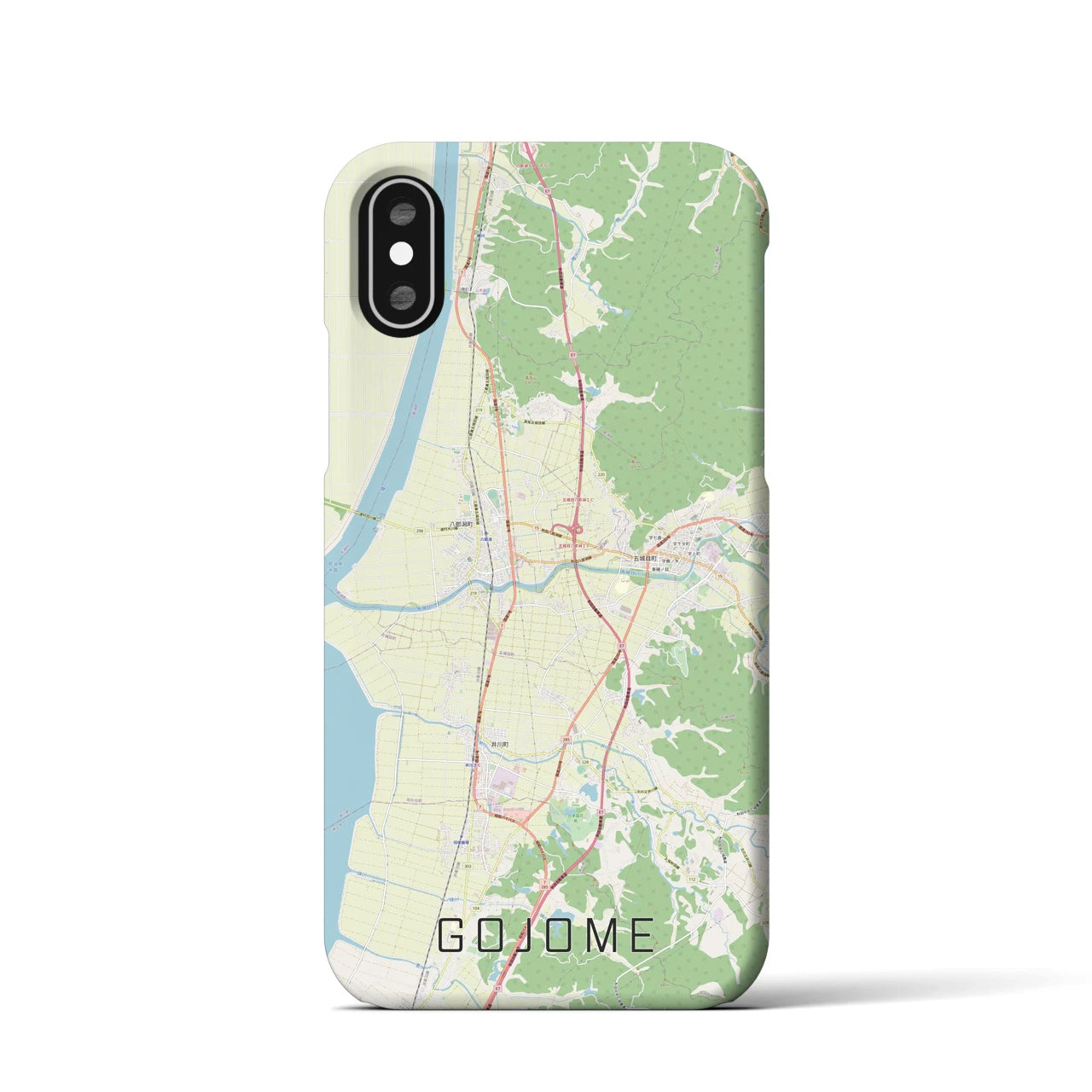 【五城目(秋田県)】地図柄iPhoneケース(バックカバータイプ)