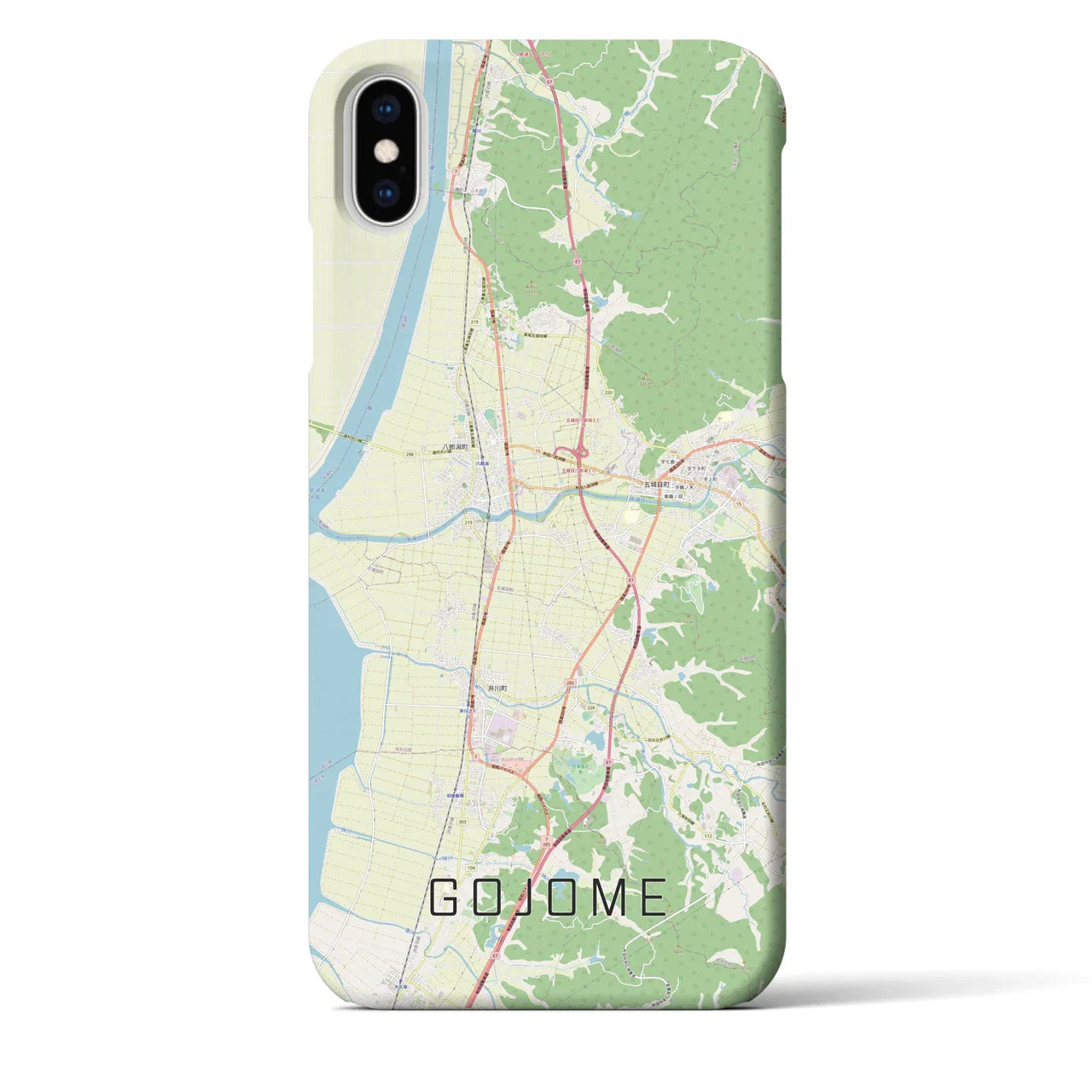 【五城目(秋田県)】地図柄iPhoneケース(バックカバータイプ)