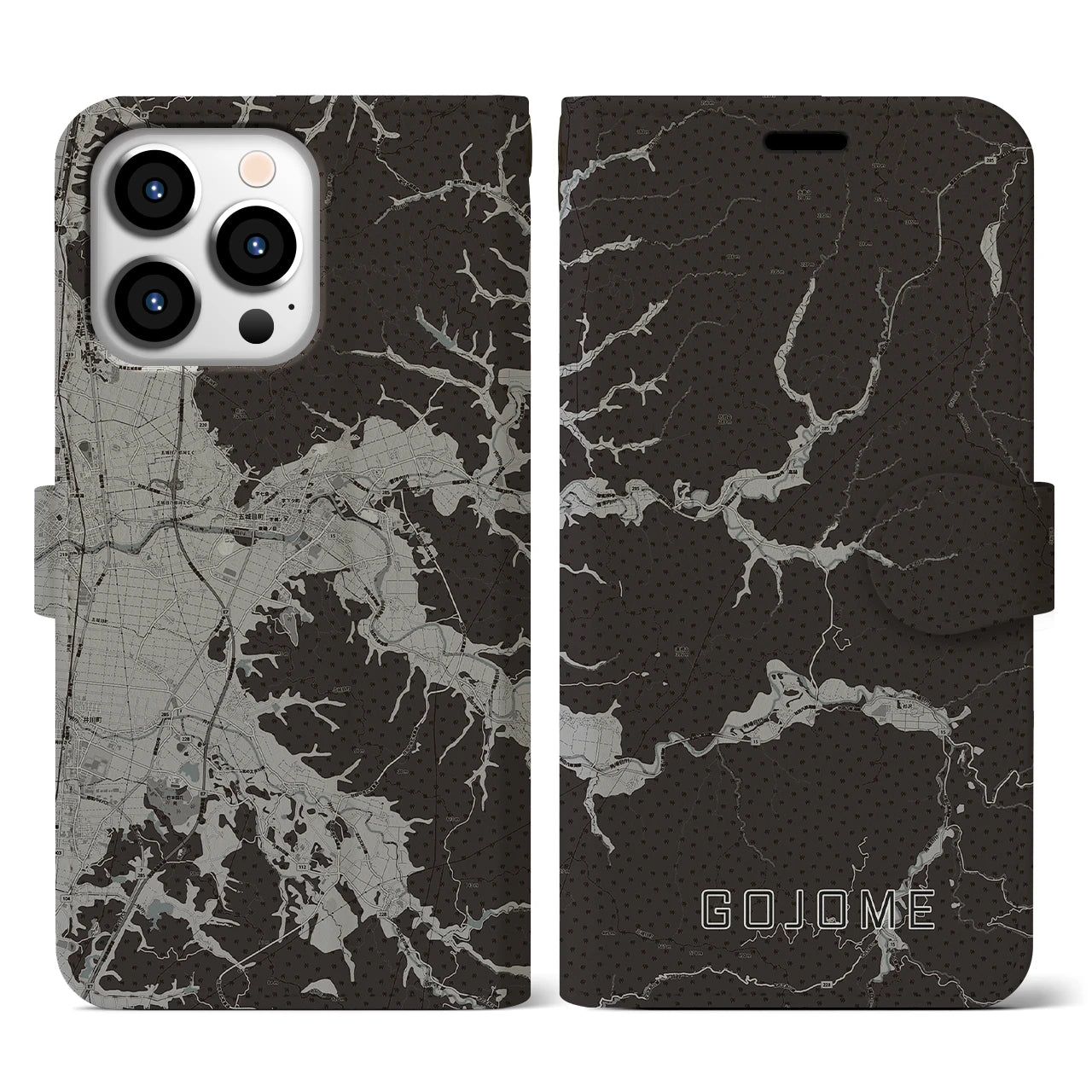 【五城目(秋田県)】地図柄iPhoneケース(手帳タイプ)