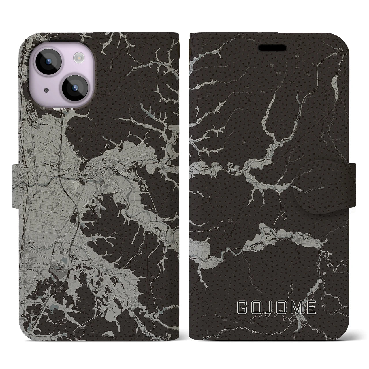 【五城目(秋田県)】地図柄iPhoneケース(手帳タイプ)