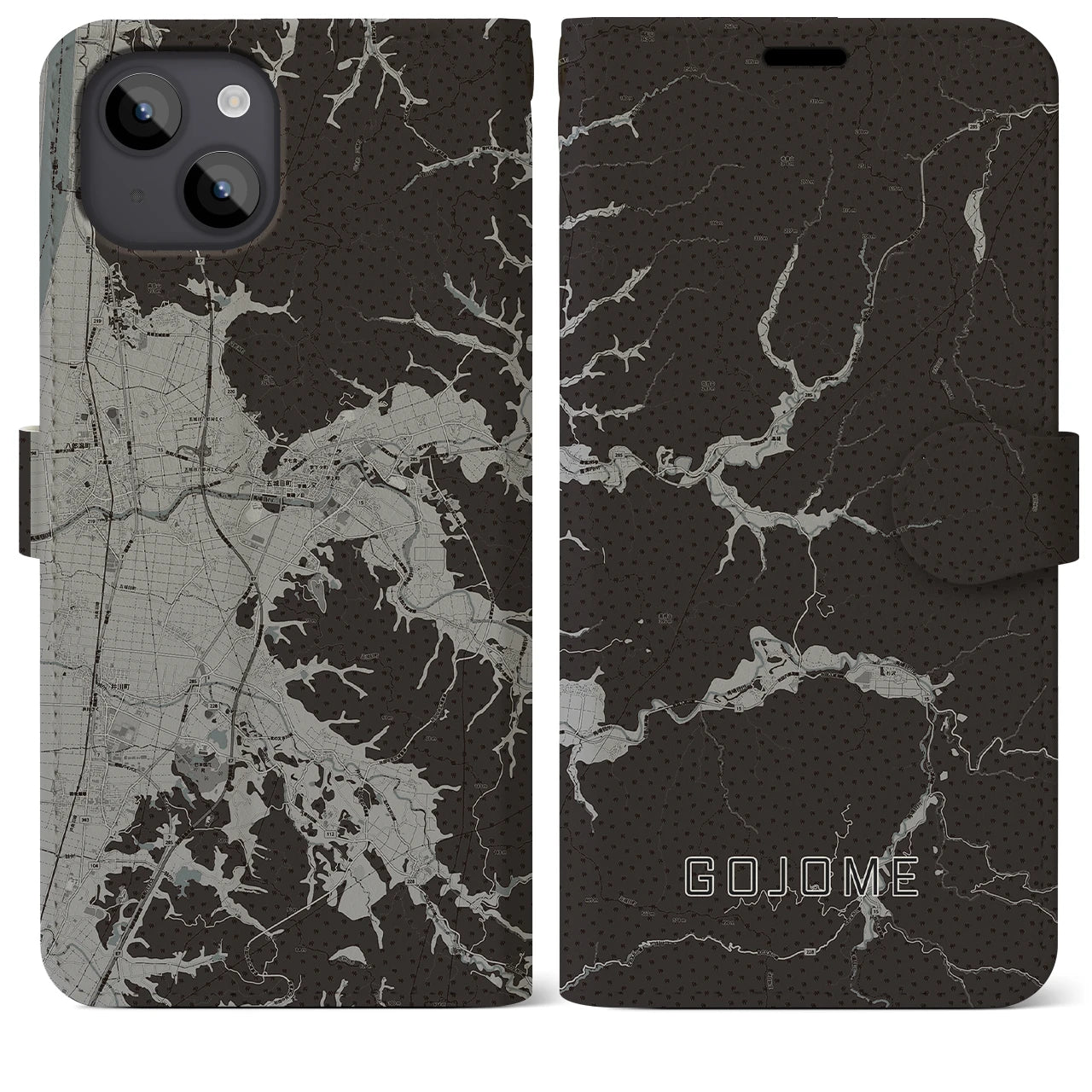 【五城目(秋田県)】地図柄iPhoneケース(手帳タイプ)