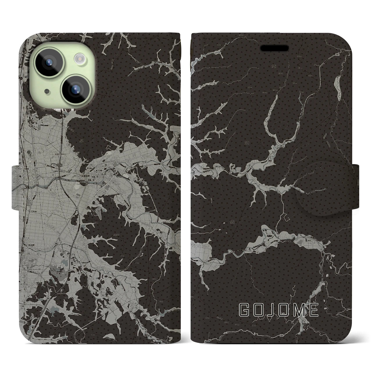 【五城目(秋田県)】地図柄iPhoneケース(手帳タイプ)