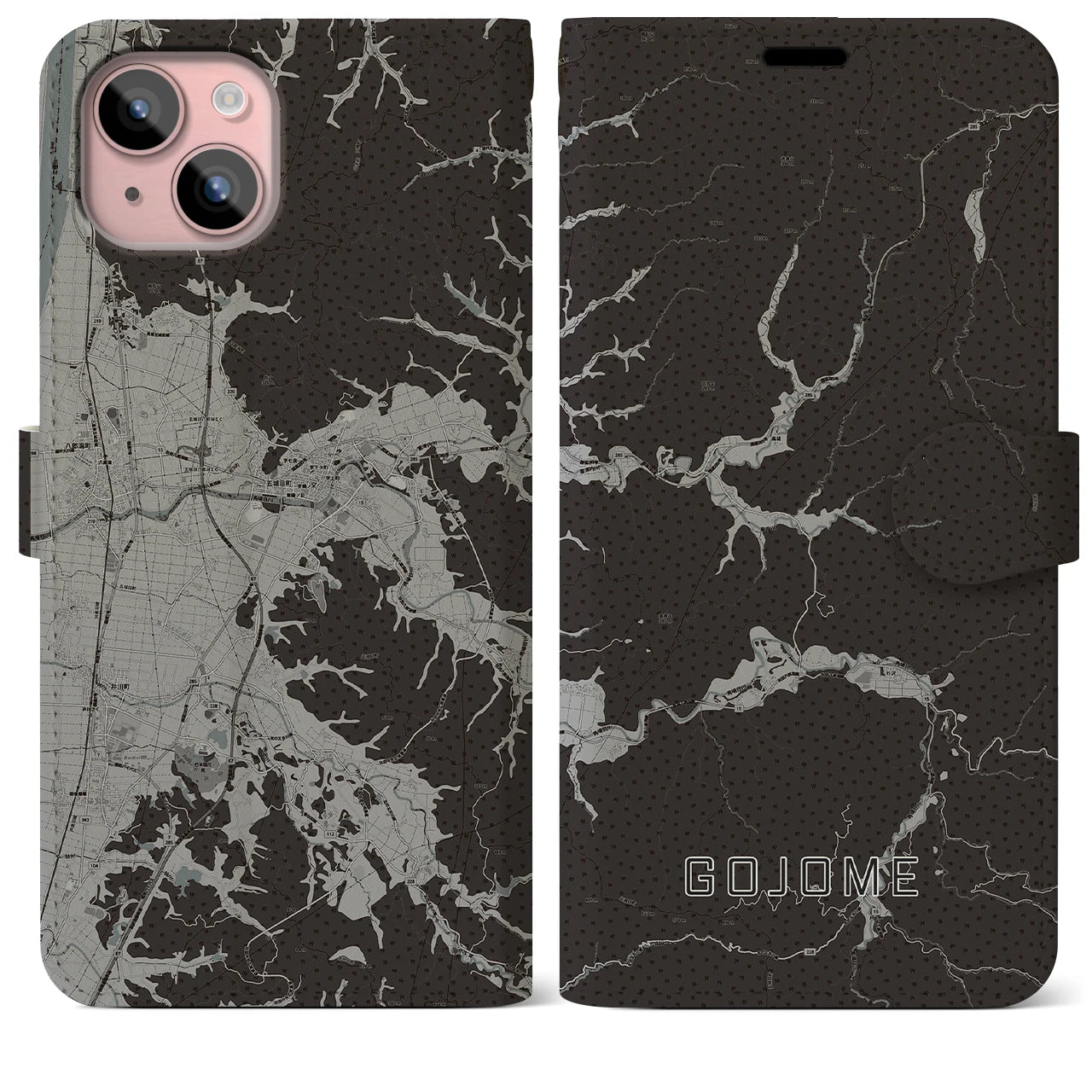 【五城目(秋田県)】地図柄iPhoneケース(手帳タイプ)