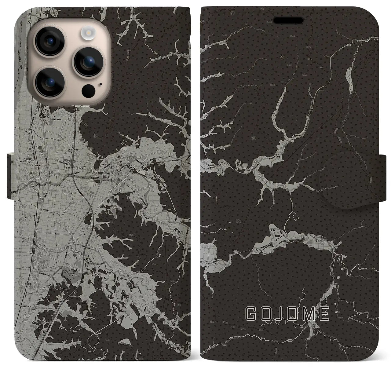 【五城目(秋田県)】地図柄iPhoneケース(手帳タイプ)