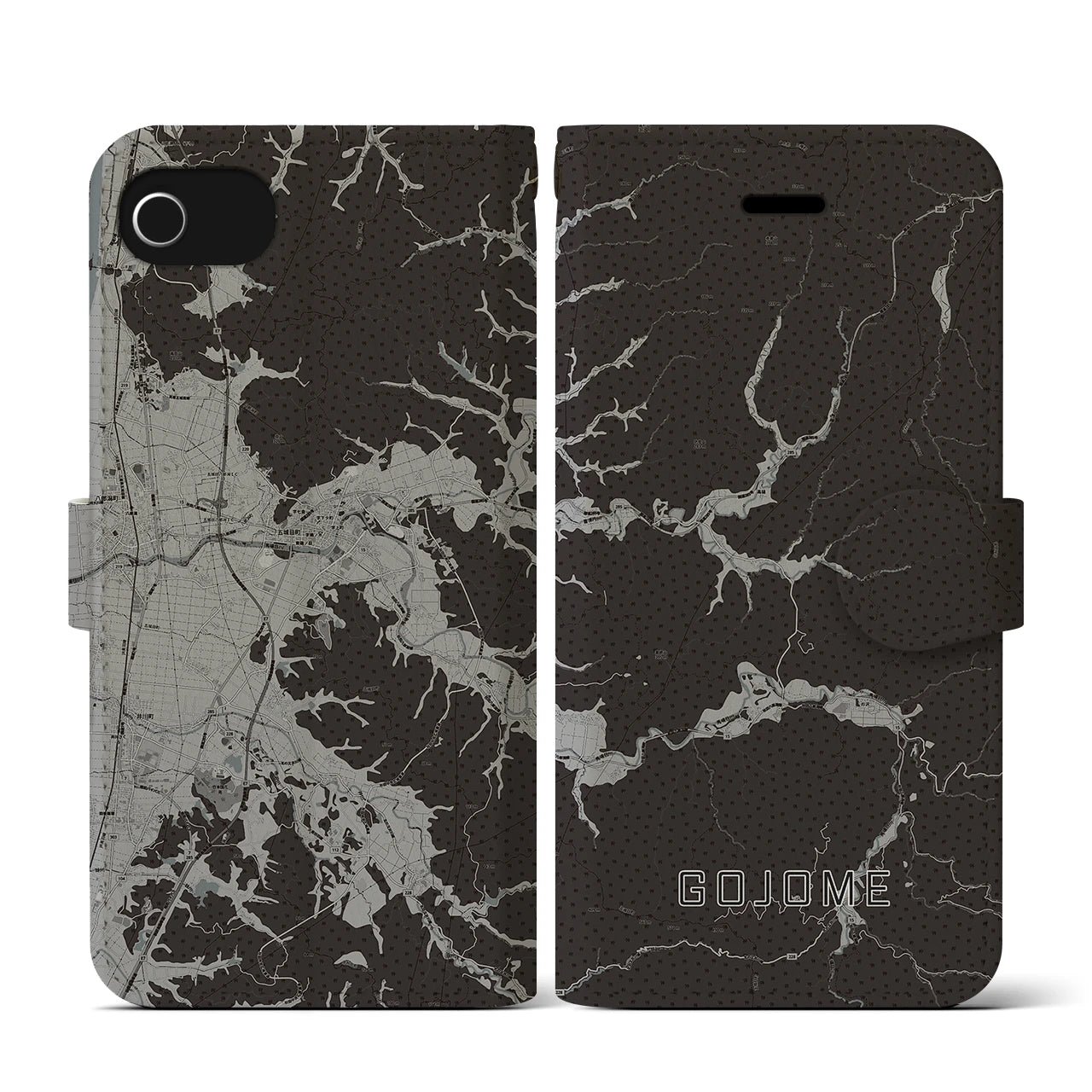 【五城目(秋田県)】地図柄iPhoneケース(手帳タイプ)